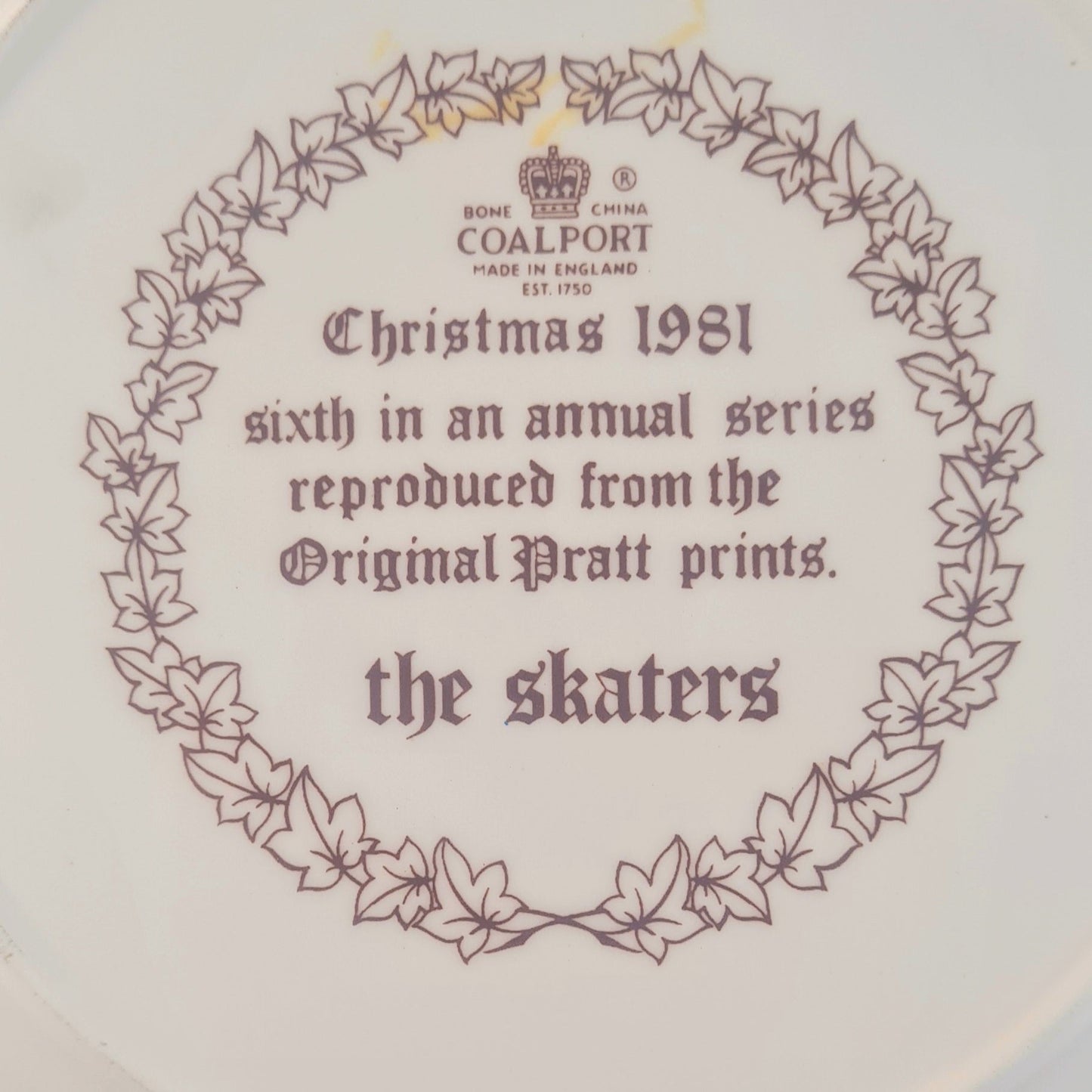 Coalport Christmas Plate "The Skaters" 1981