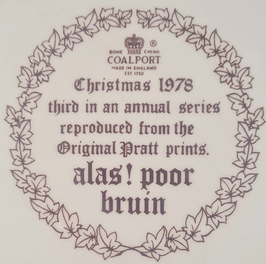 Piatto di Natale Coalport - "Alas! Poor Bruin" 1978