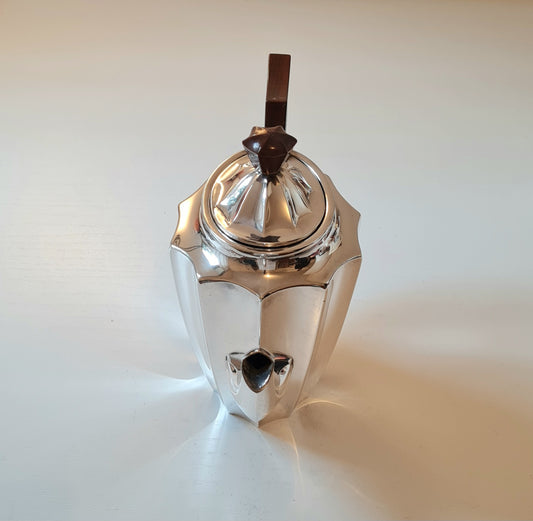 Set caffettiera + teiera silver plated con manico in legno