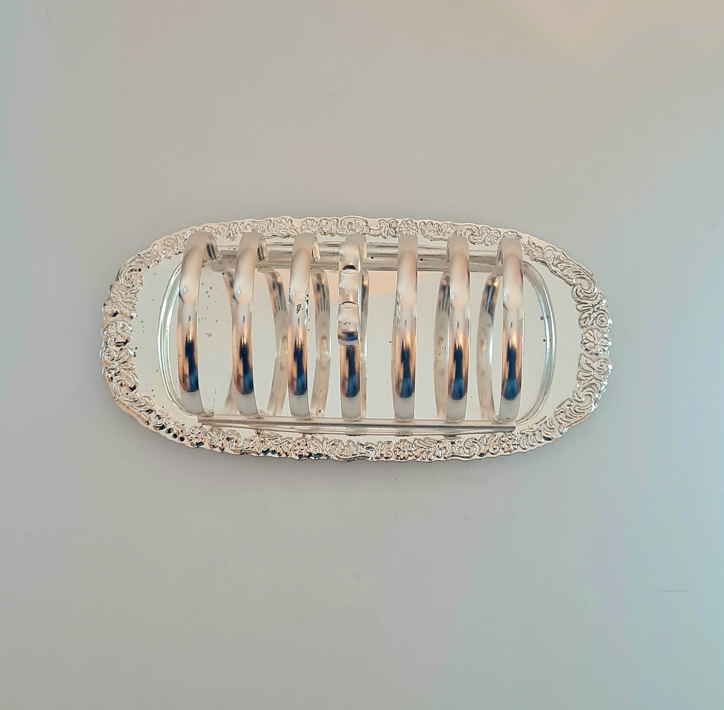 Portafette / Toast rack da 6 fette in metallo argentato