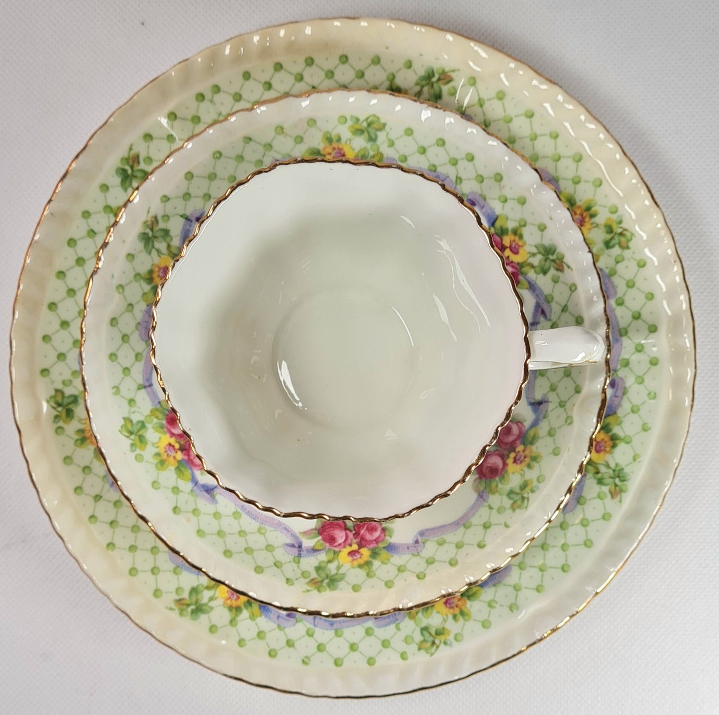 4 tea trio + piatto torta + ciotola/slop bowl - Best English China