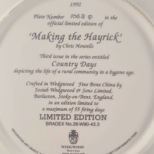 Piatto Wedgwood - serie Country Days "Making The Hayrick"