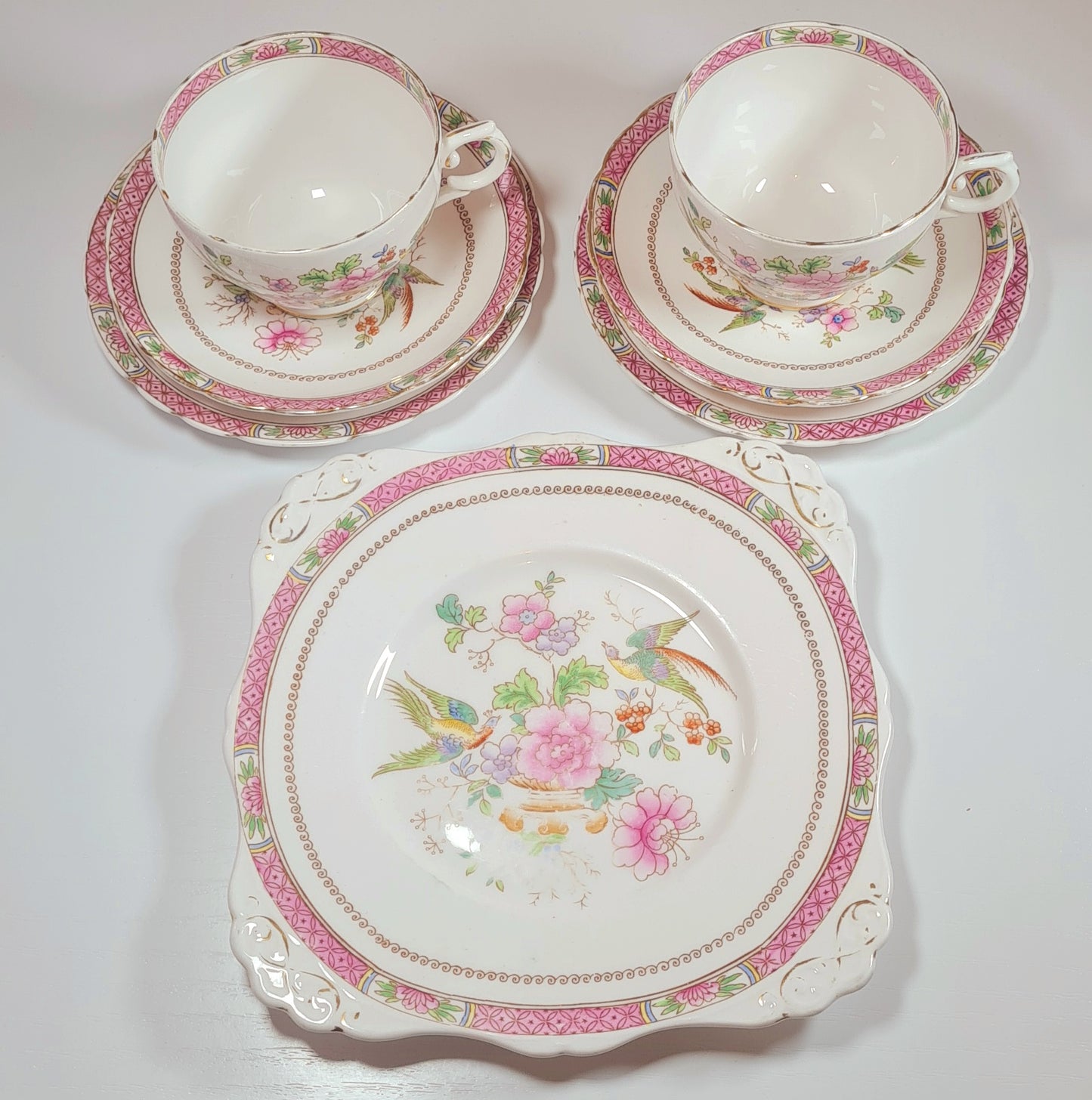 4 tea trio +  piatto torta - Tuscan (manufactured for Harrods LTD)