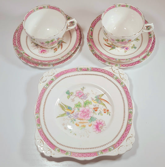 4 tea trio +  piatto torta - Tuscan (manufactured for Harrods LTD)