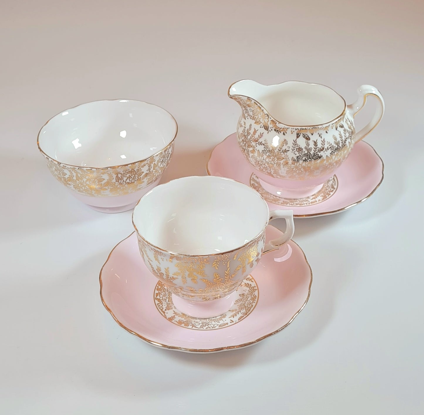 Tea duo + lattiera + zuccheriera - Royal Vale rosa oro