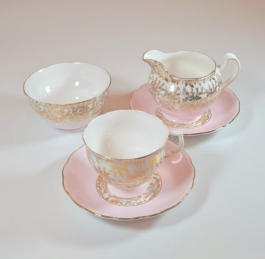 Tea duo + lattiera + zuccheriera - Royal Vale rosa oro