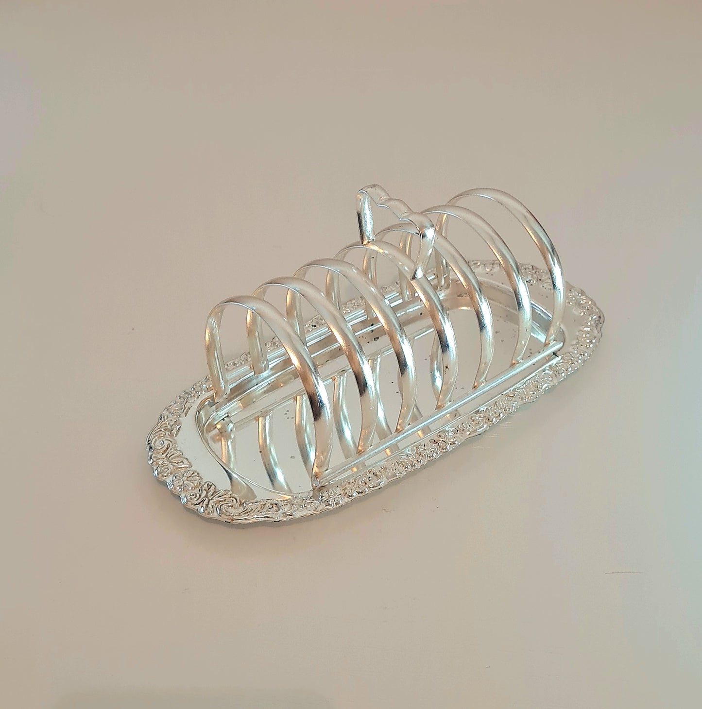 Portafette / Toast rack da 6 fette in metallo argentato