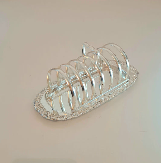 Portafette / Toast rack da 6 fette in metallo argentato