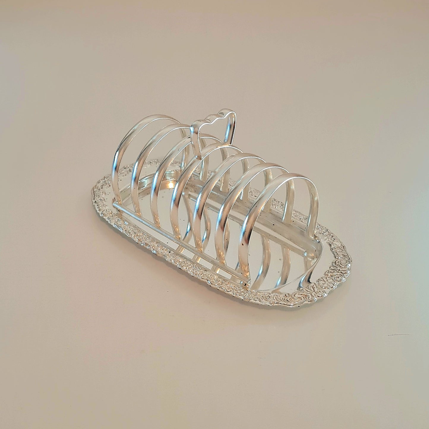 Portafette / Toast rack da 6 fette in metallo argentato