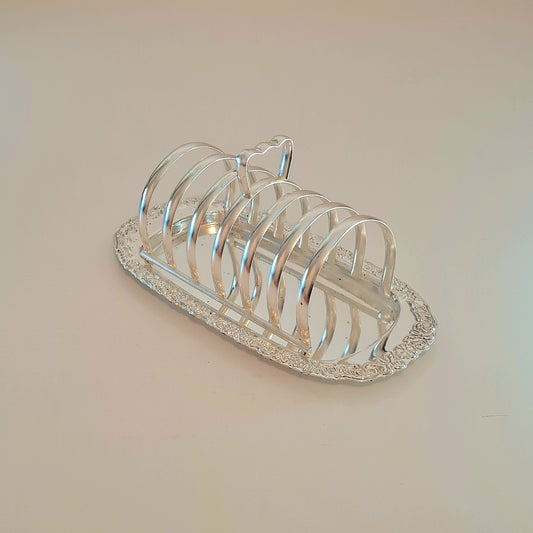 Portafette / Toast rack da 6 fette in metallo argentato