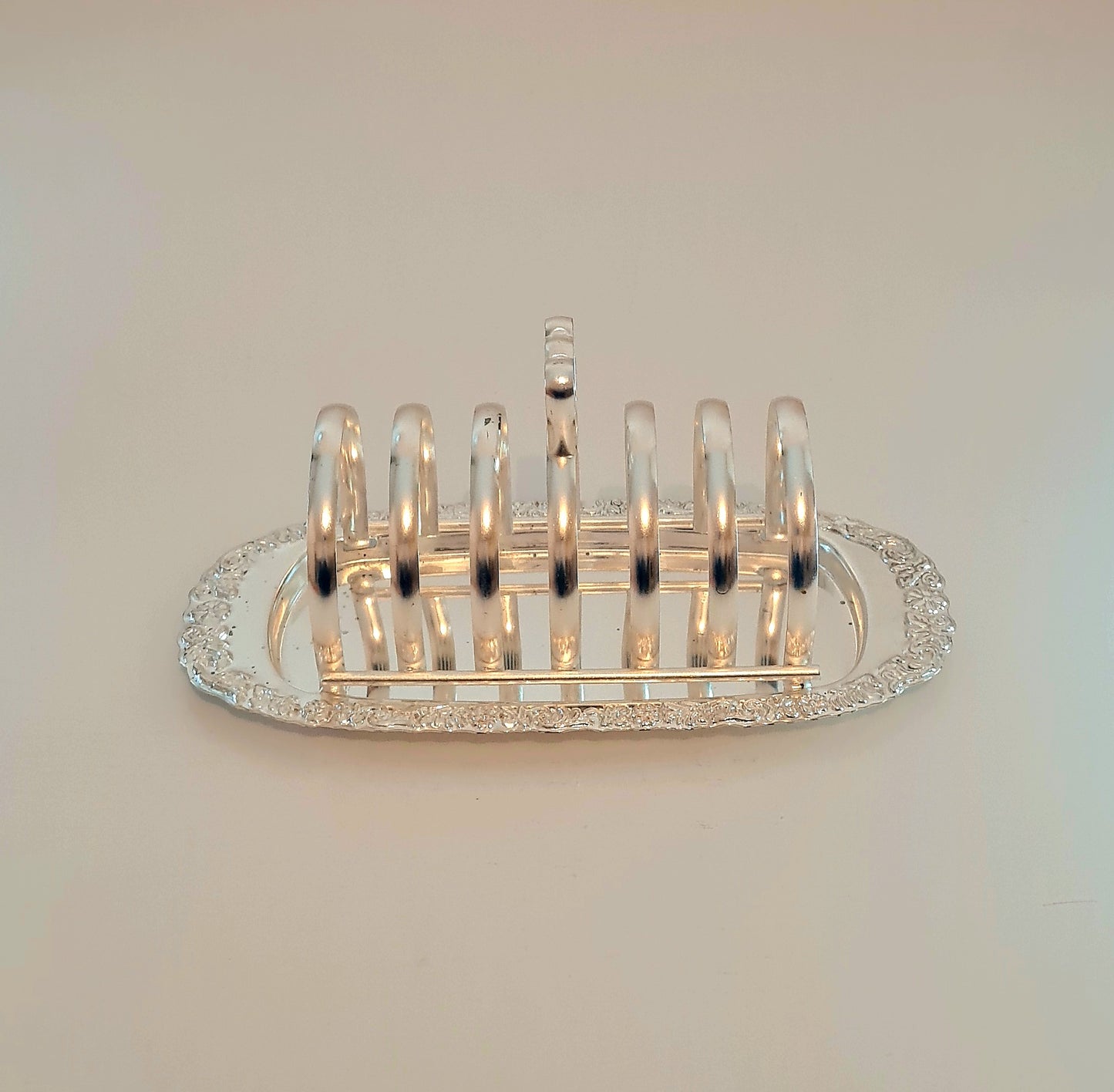 Portafette / Toast rack da 6 fette in metallo argentato