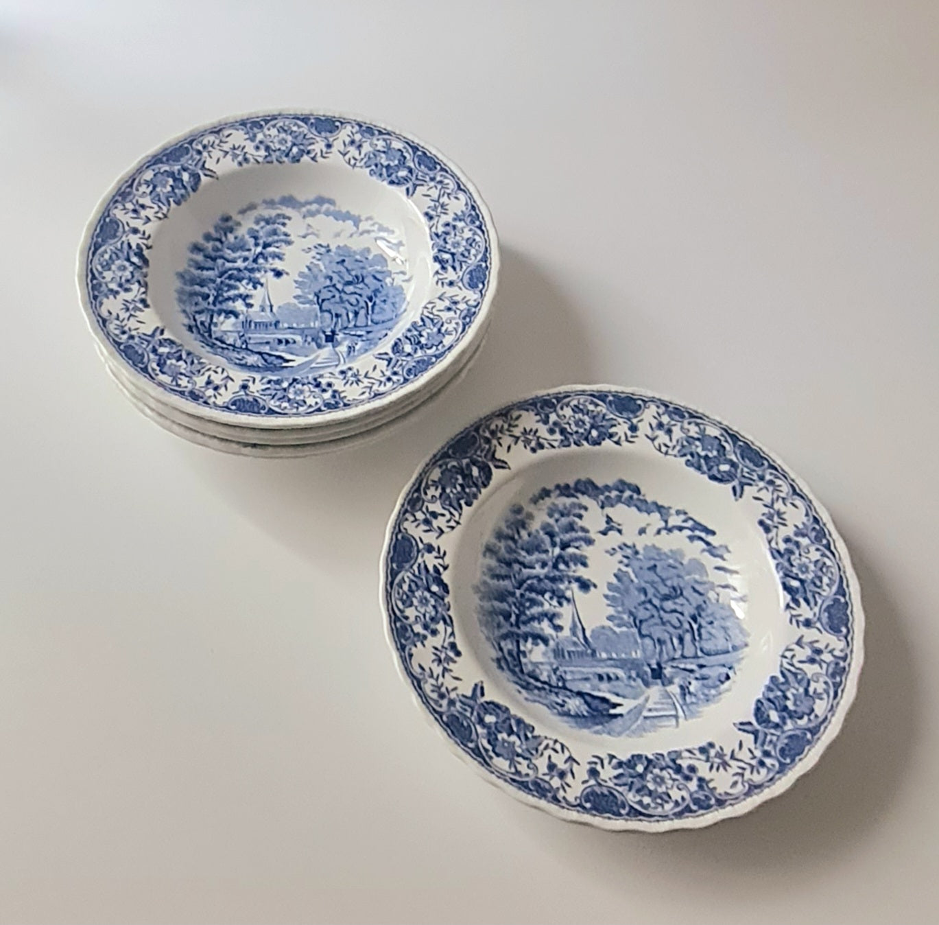 6 piatti fondi Royal Tudor Ware - "Olde England"
