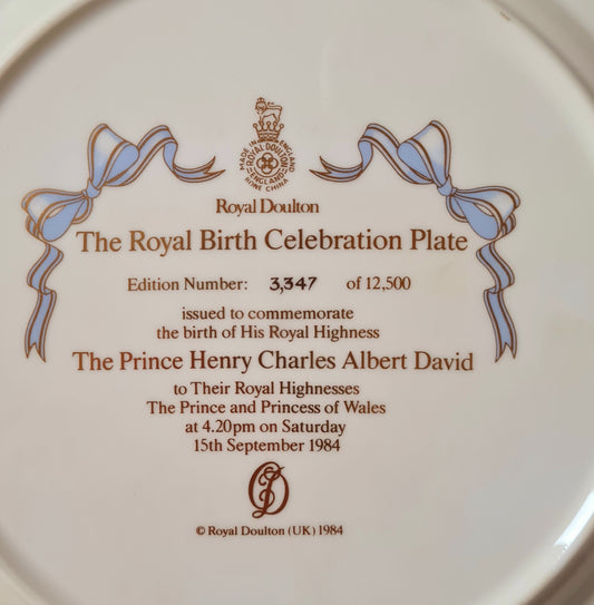 Piatto The Royal Birth - The Prince Henry Charles Albert David